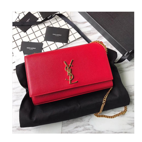 세인트로랑 small kate grained leather crossbody bag RED