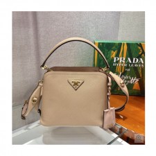 Prada 프라다 2021 여성용 레더 미니 토트 숄더백,21cm,PRAB0329,베이지