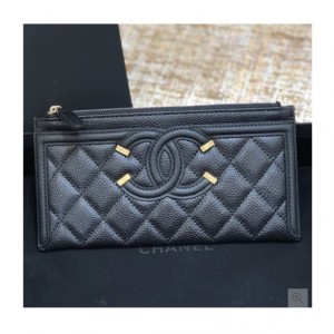 Chanel 샤넬 2021 여성용 레더 장지갑,19cm,CHAW0124,블랙 3색